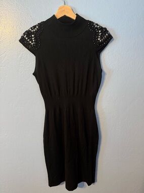 Arden B Glam Knit Dress with Beaded Cap Sleeves